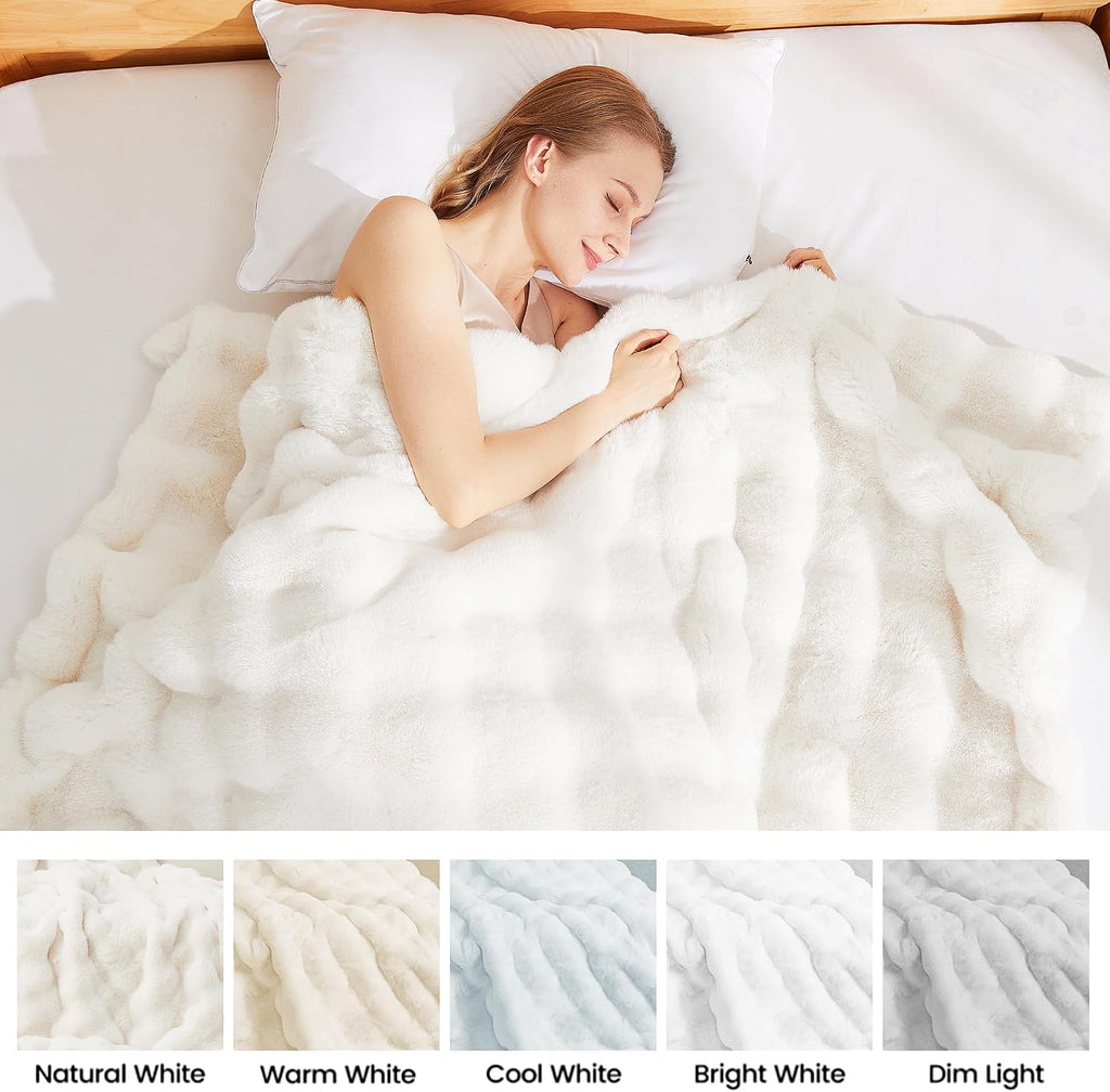 Luxury Faux Fur Throw Blanket Fuzzy for Couch Soft Thick Blanket for Bed Sofa Cute Plush Fuzzy Warm Blanket for All