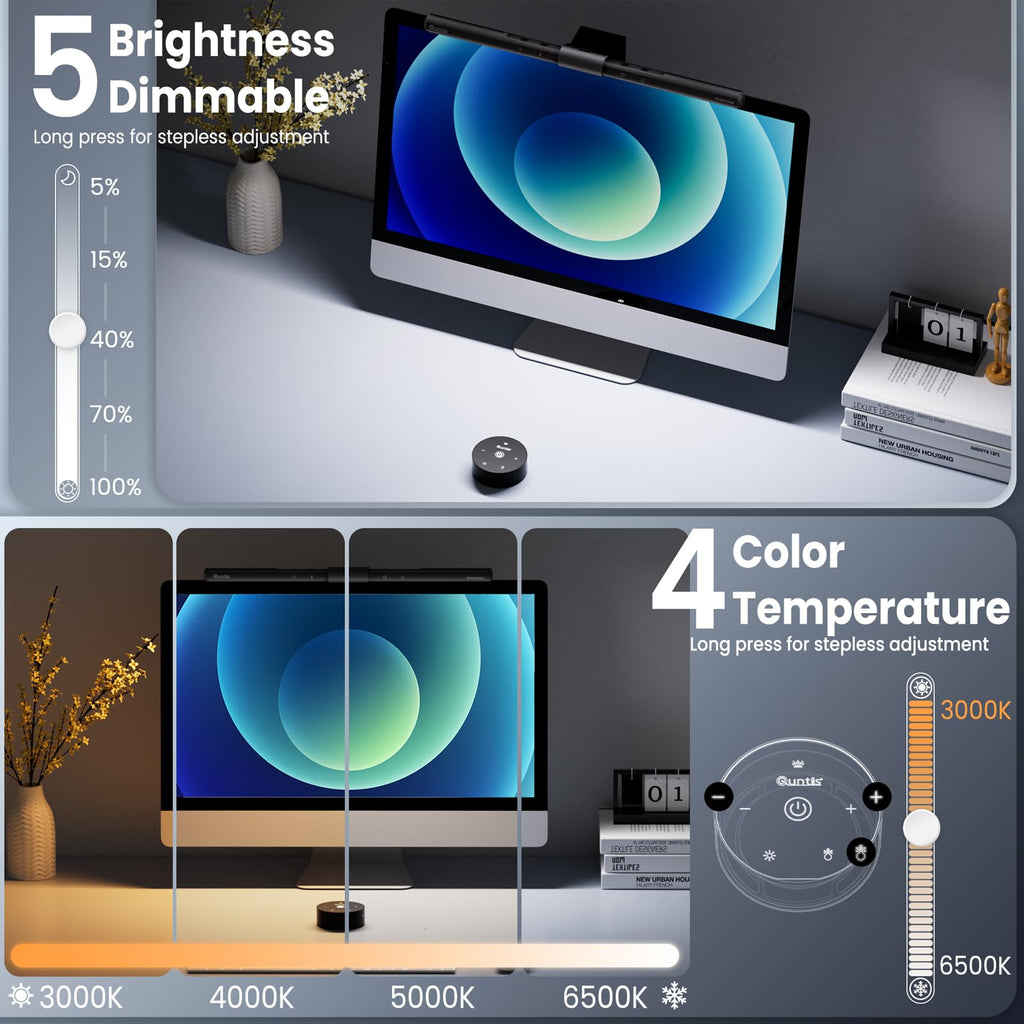 Computer Monitor Lamp, Screen Monitor Light Bar for Eye Caring, USB Reading LED Task Lamp with Auto-Dimming, Dimmable