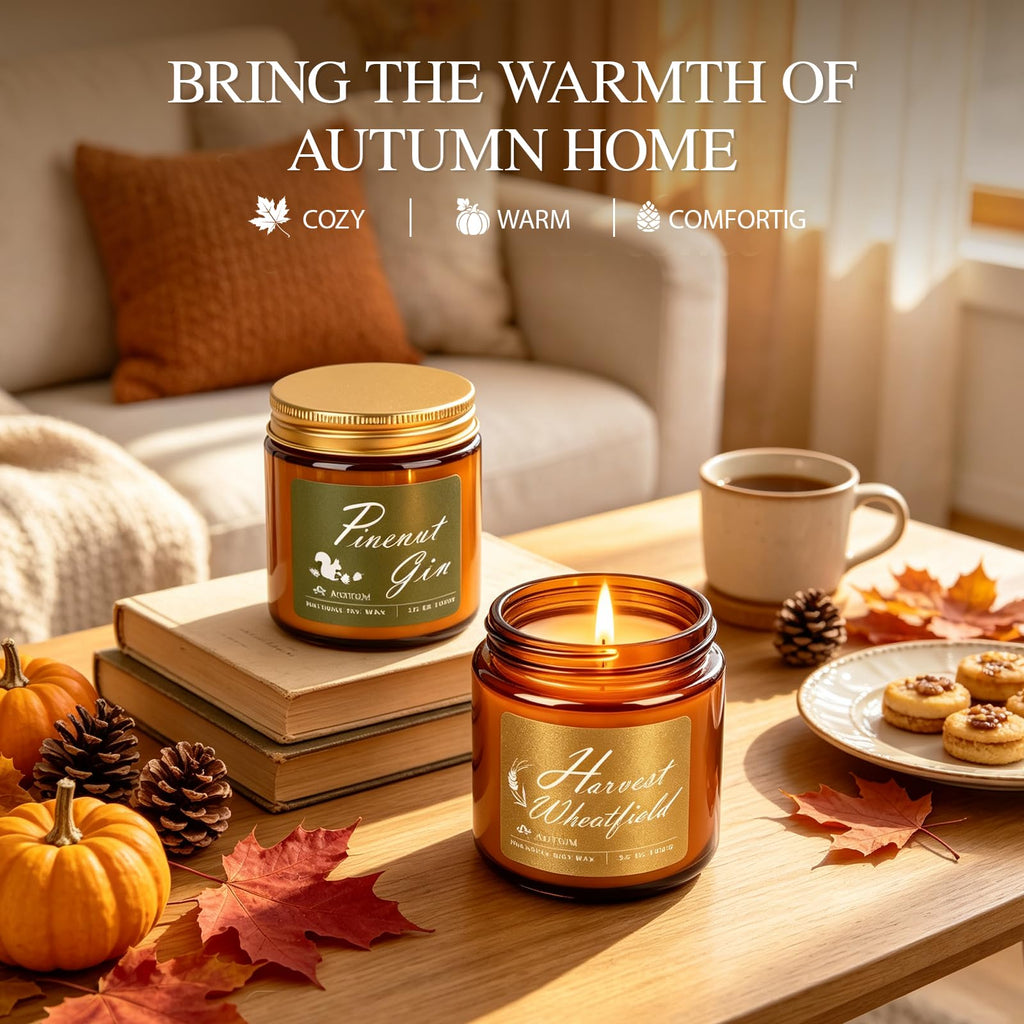Fall Scented Candles, 6 Pack Fall Candles Scented Natural Soy Wax
