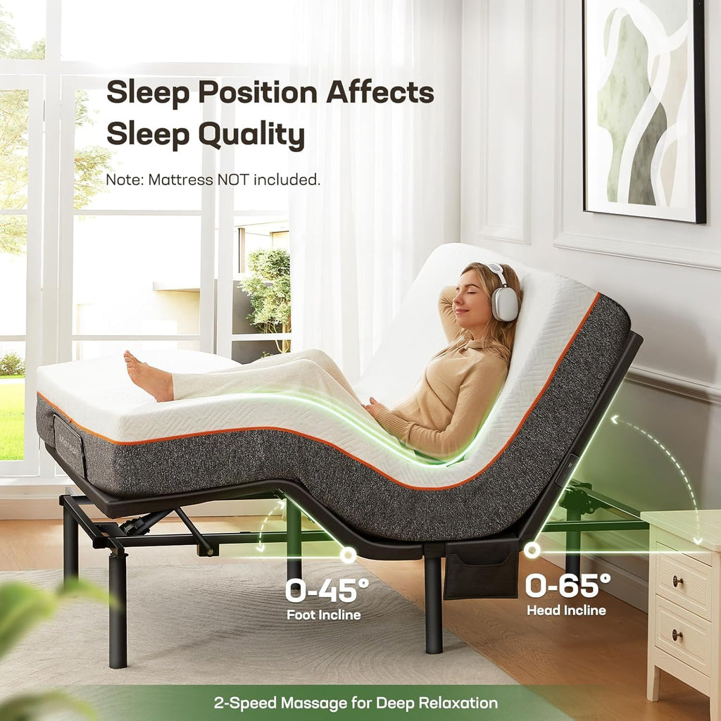 Adjustable Bed Frame Full,Electric Bed with Massage and Remote