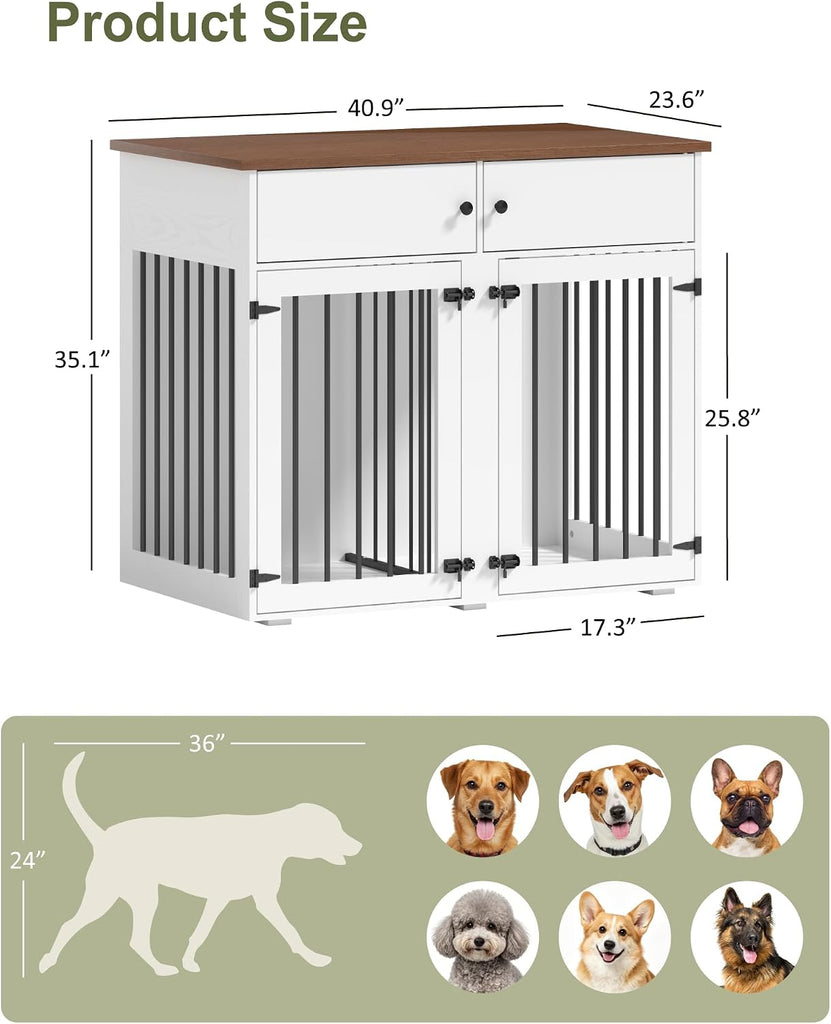 Dog Crate Furniture, Heavy Duty Dog Cage with Removable Divider