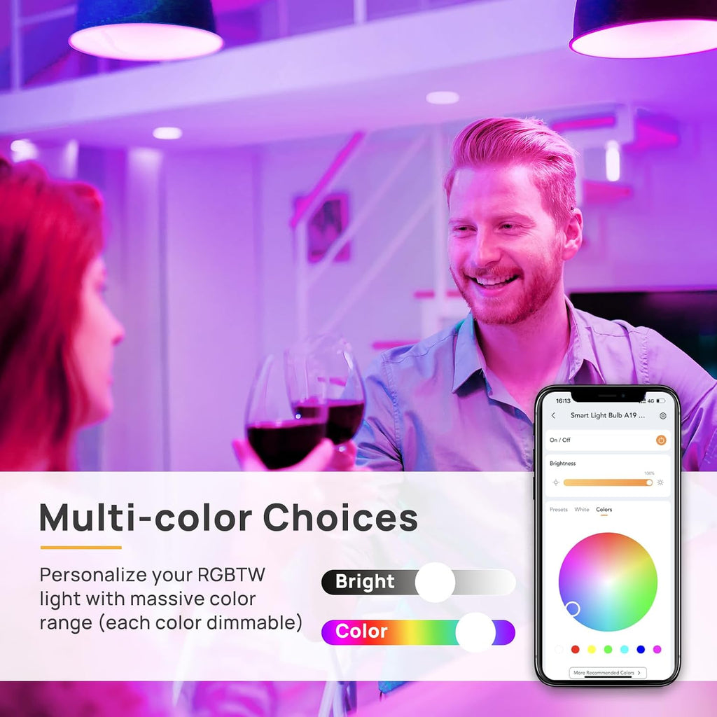 BR30 Smart Light Bulbs, WiFi Flood Light Bulbs Compatible with Alexa & Google Home, RGBTW Color Changing Light Bulb