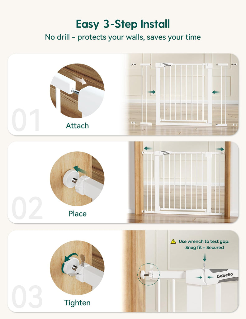 36 in Tall Baby Gate for Stairs No Drilling,, 29-48" W