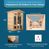 Saunas 902V Far Infrared Sauna, Outdoor Wooden Dry Sauna Low EMF (Hemlock Wood, 2-Person Size)