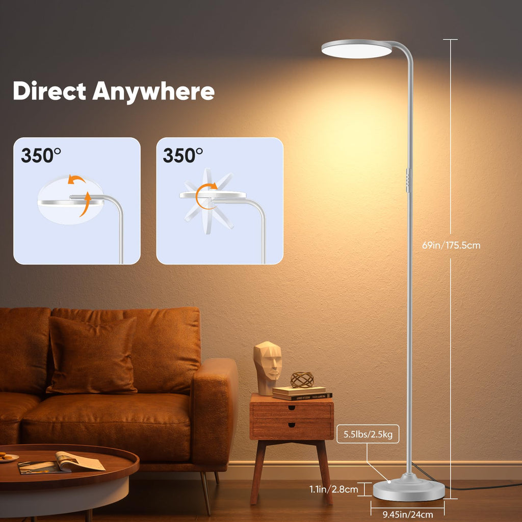 36W LED Floor Lamp, Super Bright Standing Lamp, Modern Stepless Dimmable Torchiere Tall Lamp with Remote Control