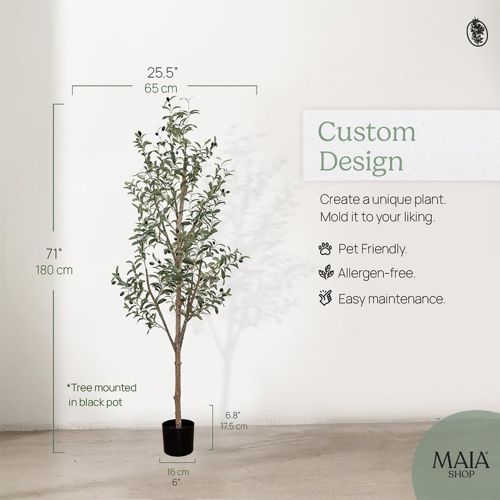 Artificial Olive Tree 5ft 11in - Indoor Faux Plant with Pot