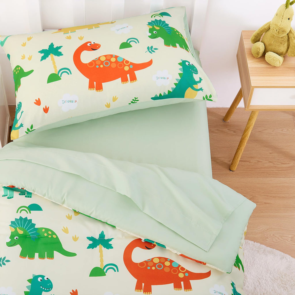Toddler Bedding Set for Boys, Dinosaur, Cream Green