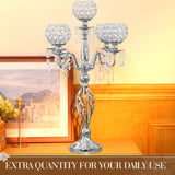 4 Pcs 5 Arm Crystal Candelabra Centerpieces for Table 27 Inch Retro Victorian Crystal Candle Holders Bowl Table