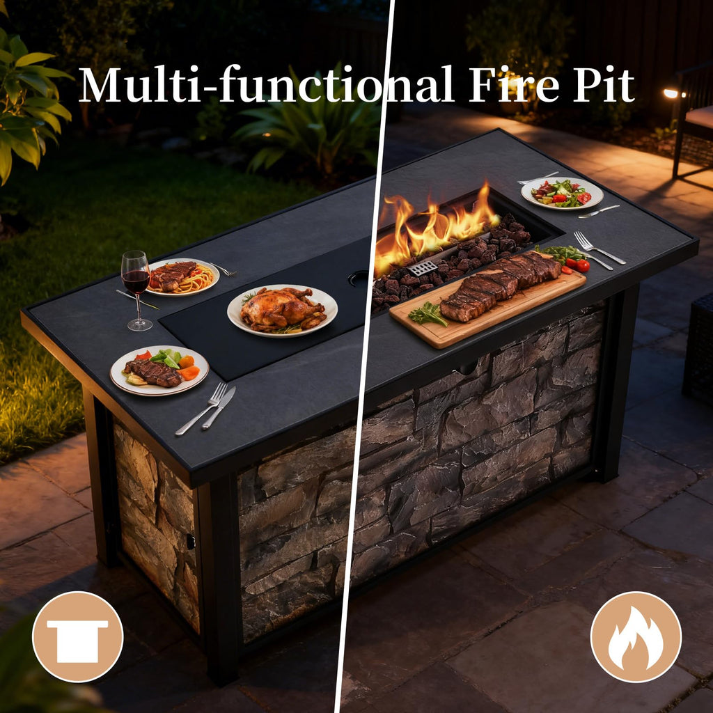 48 inch Propane Fire Pit Table with Ceramic Tile Top, 50000 BTU