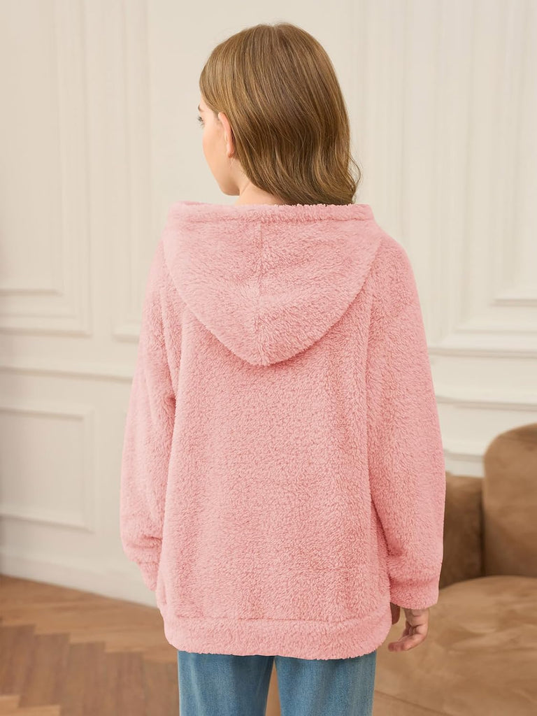 Toddler Girls Fuzzy Fleece Hoodies Kids Pullover Sweatshirts