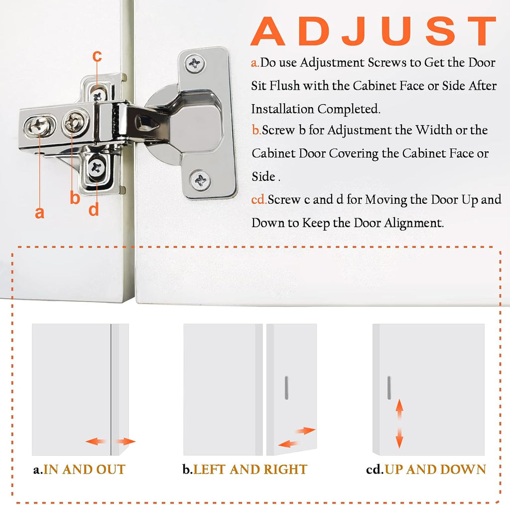 24 Pack 1/2 inch Overlay Soft Close Cabinet Door Hinges Hinges, 100 Degree Opening Angel, Stainless Concealed Kitchen