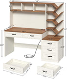 Computer Desk with Hutch & 5 Drawers, Home Office Desk with Storage Shelves and Printer Stand