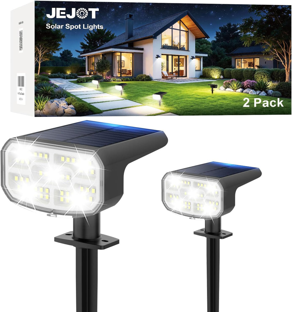 Solar Spot Lights Outdoor Waterproof,2 Pack,2 Lighting Modes Solar Spotlights, Solar Lights for Yard Garden Lawn