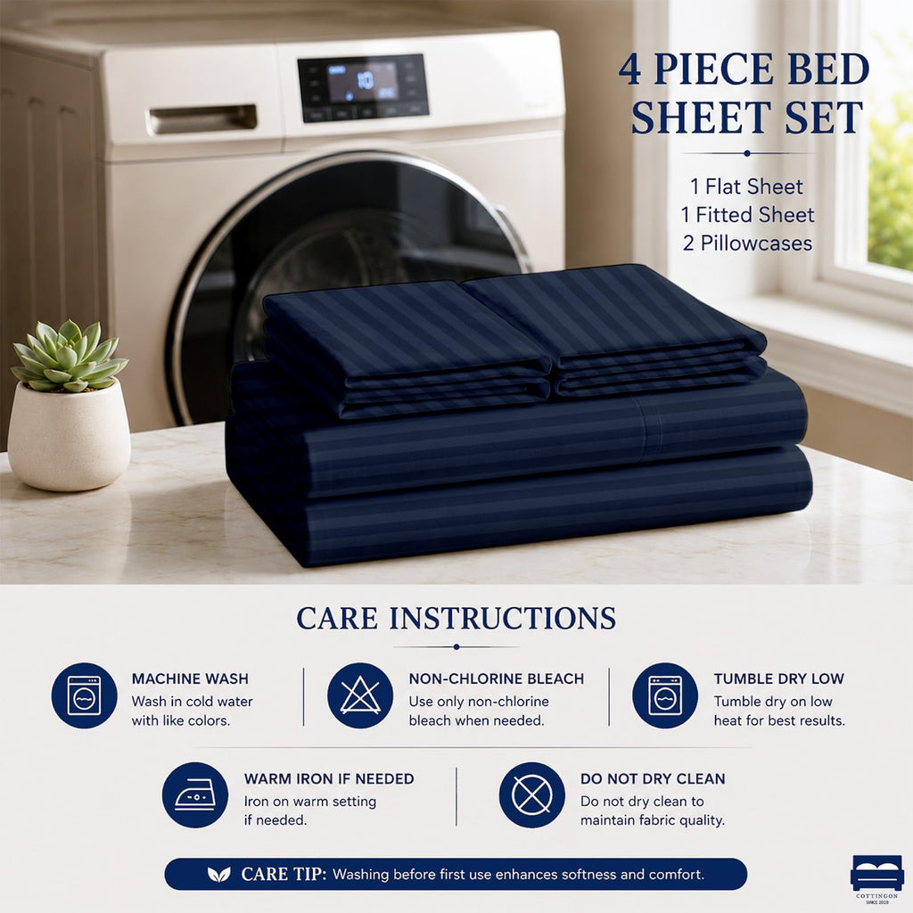 Full XL Sheets, Luxury Soft 100% Egyptian Cotton, 4 Pcs Dorm Bedding Set to Fit Upto 15" Deep College Room Mattress