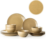 Plates and Bowls Sets, 12 Pieces Modern Stoneware Dinnerware Set for 4 Kitchen Dinner Set Ceramic Dishware Dishes Set