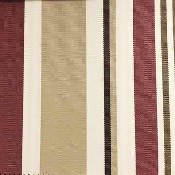 Burgundy Khaki Multi Colored Striped Oak 100% Waterproof Outdoor Canvas Patio Fabric - Sold By The Yard