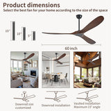 Inspired Maverick Style 60" Ceiling Fans Without Lights, 60 Inch Outdoor Ceiling Fans no Lights, 3 Blade Solid Wood Damp Rated Ceiling Fan with Remote Control for Living Room Gazebo Farmhouse/Patios Porch - Dark Walnut - G7-B0CMTL95Z4