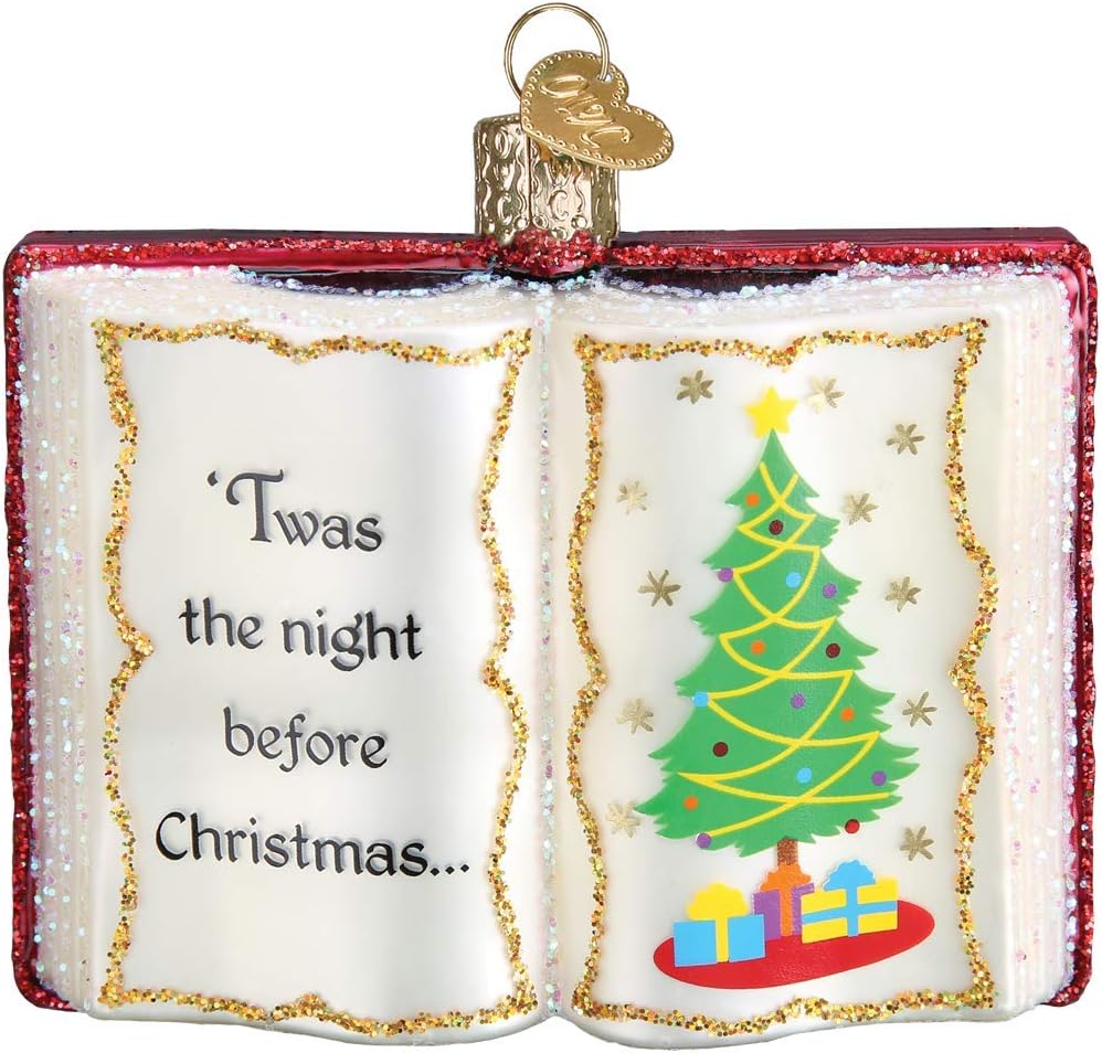 The Night Before Christmas Glass Blown Ornament for Christmas Tree, Handcrafted Holiday Decoration, Holiday Collection
