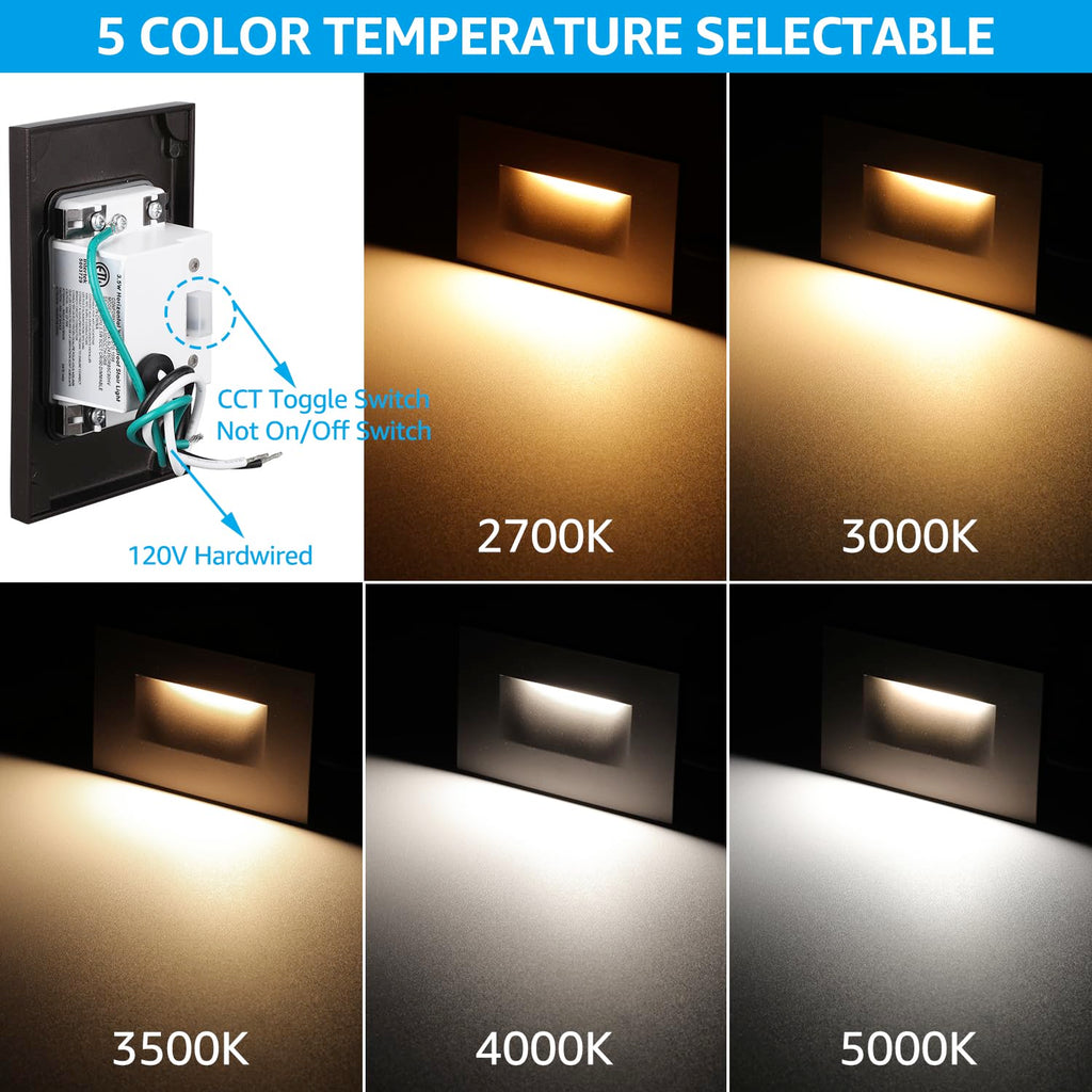 5CCT 120V LED Step Lights, Horizontal, Oil Rubbed Bronze