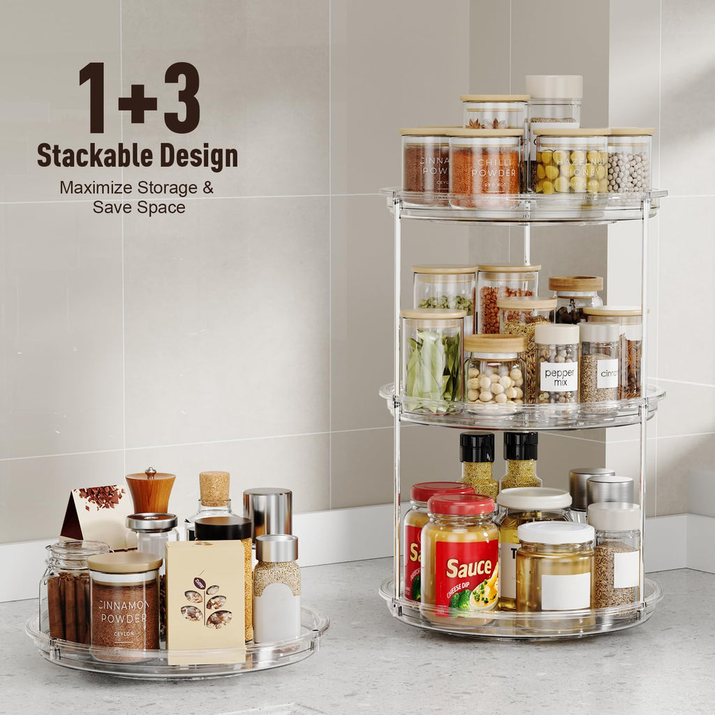 2 Tier Lazy Susan Organizer, 9'' Lazy Susan Turntable for Cabinet