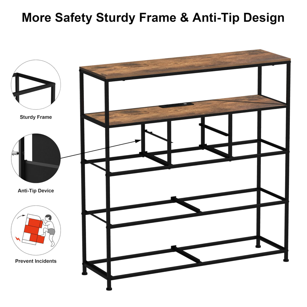 TV Stand with Power Oulet Dresser with Charging Station & LED Light with 8 Fabric Drawers Storage Chest of Drawers