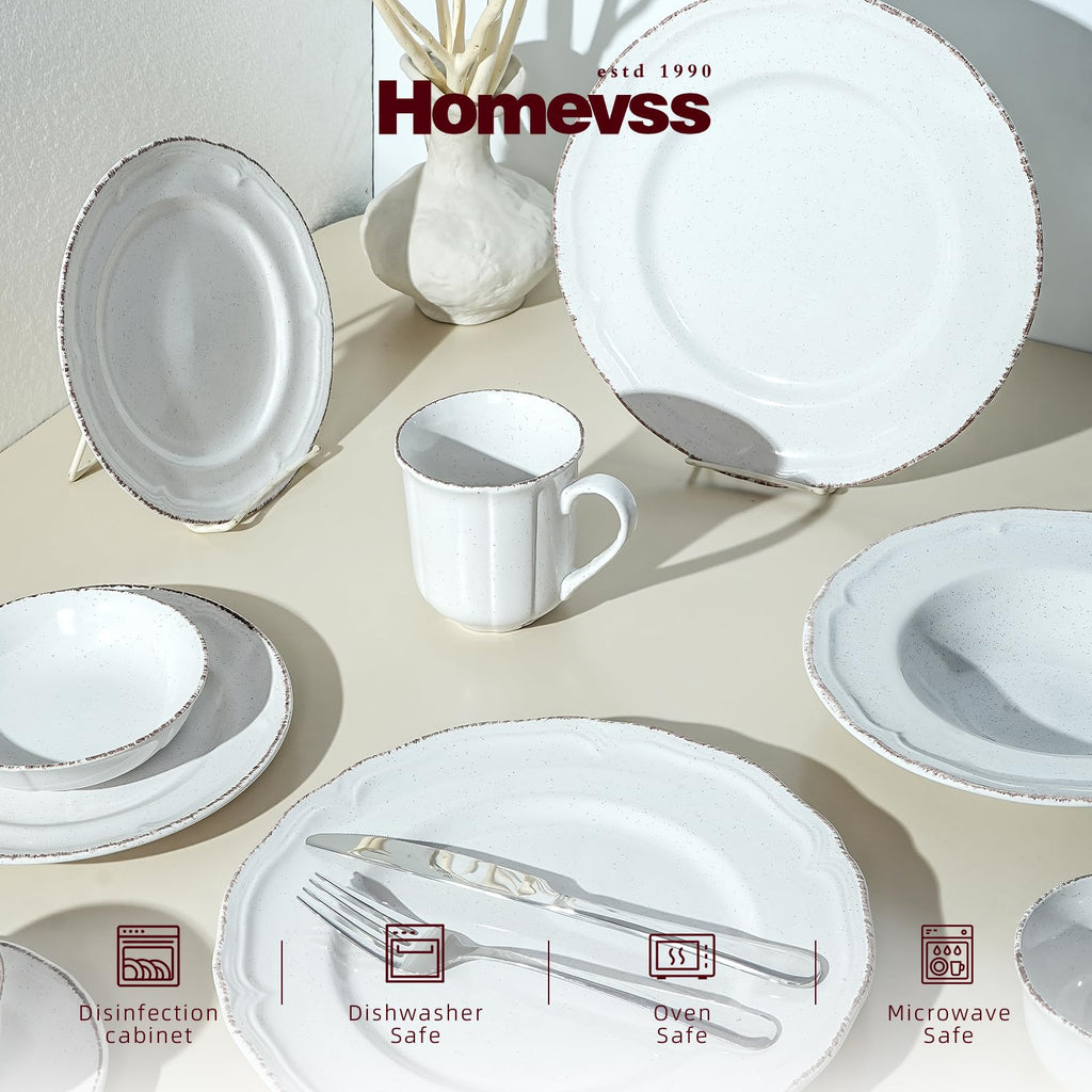20pc Dinnerware Set, Plate and Bowl Set, Stoneware Dishes Set for 4, Microwave and Dishwahser Safe, Scratch