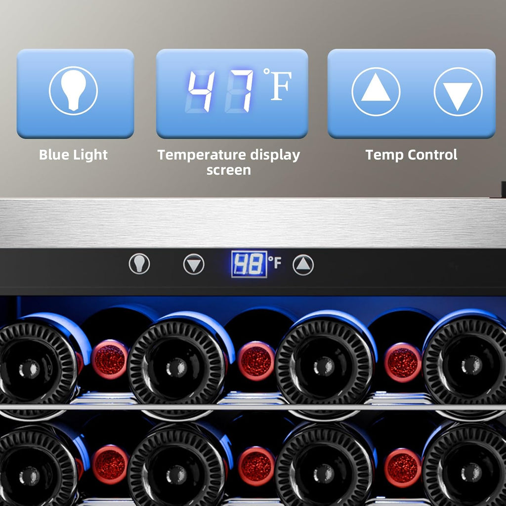 Wine Cooler Refrigerator, Freestanding Wine Fridge with Adjust Temperature（32°F-
