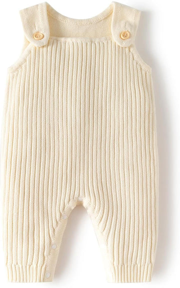 100% Cotton Baby Knitted Romper, Ribbed Sleeveless Jumpsuit for Infants and Toddlers Overall Bodysuit Newborn Gifts