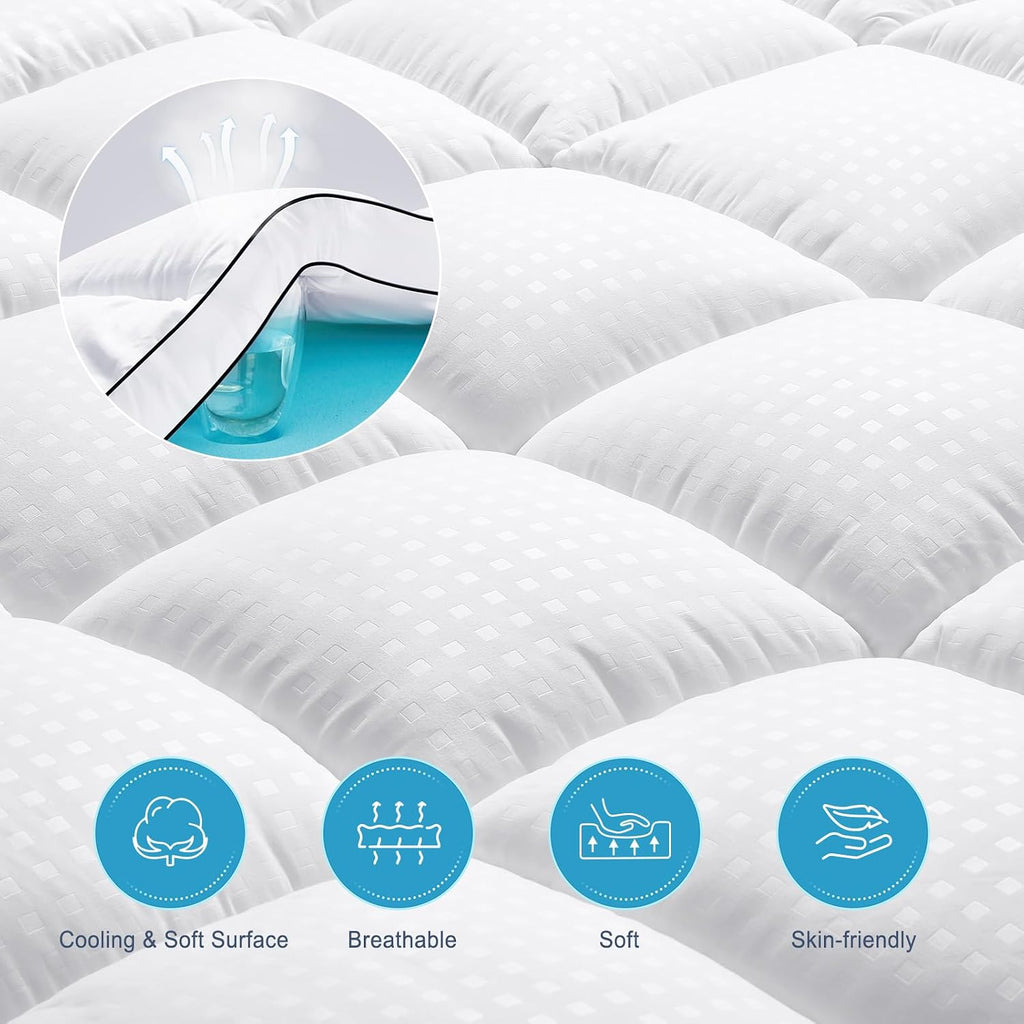 Full Size Dual Layer 4 Inch Memory Foam Mattress Topper, 2 Inch Gel Memory Foam and 2 Inch Cooling Pillow Top