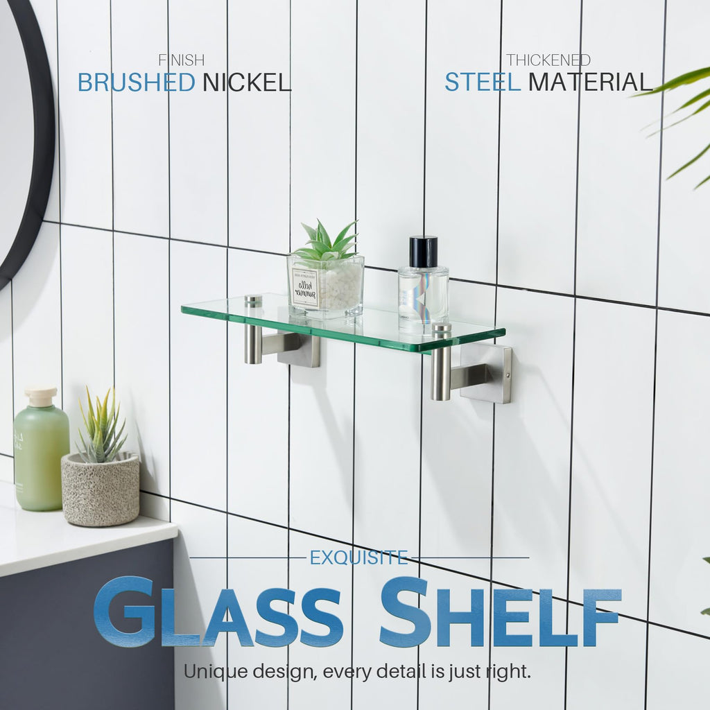 Floating Shelf Bathroom Wall Mount Shelves 12-Inch, Small Hanging Rack Brushed Stainless Steel