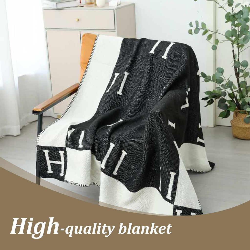 H Blanket 2026 Upgrade Thick Knitted Throw Blanket for Couch Soft Throw Blanket Faux Fleece Cashmere Plaid Warm Shawl