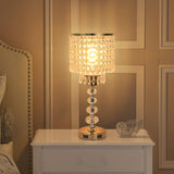 Crystal Table Bedside Lamp Touch Control, 3-Way Dimmable Small Nightstand Lamp with 2 USB Charging Ports