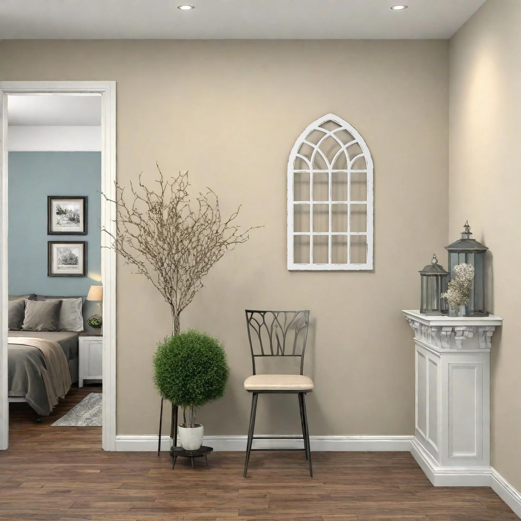 Large Farmhouse Arched Window Frame Wall Decor 44 X 24 Inch