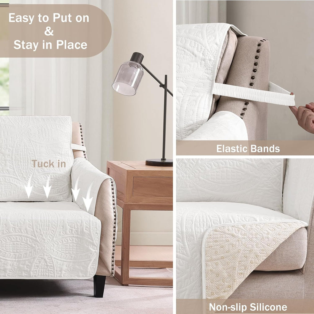 Quilted Recliner Chair Covers, Soft Lazy Boy Chair Covers, Water-Repellent Large Recliner Covers, Pet Friendly Chair