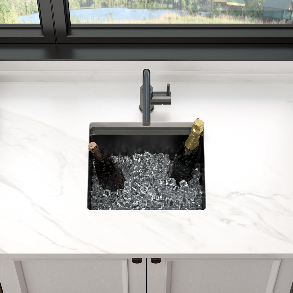 17 Inch Gunmetal Black Undermount Kitchen Bar Sink All In One