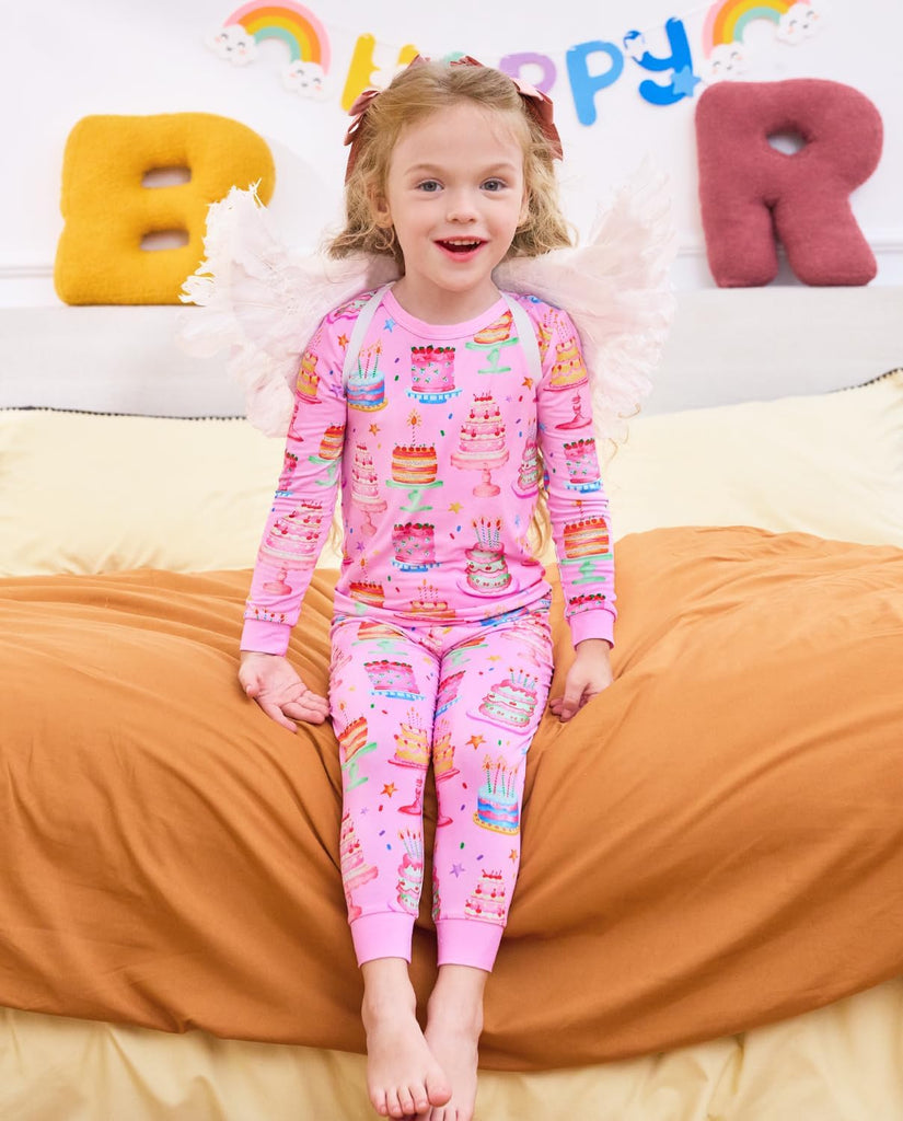 Bamboo Viscose Toddler Girls Kids Pajama Sets - Snug fit Long-Sleeve Softness Sleepwear Pjs 2pcs Jammies