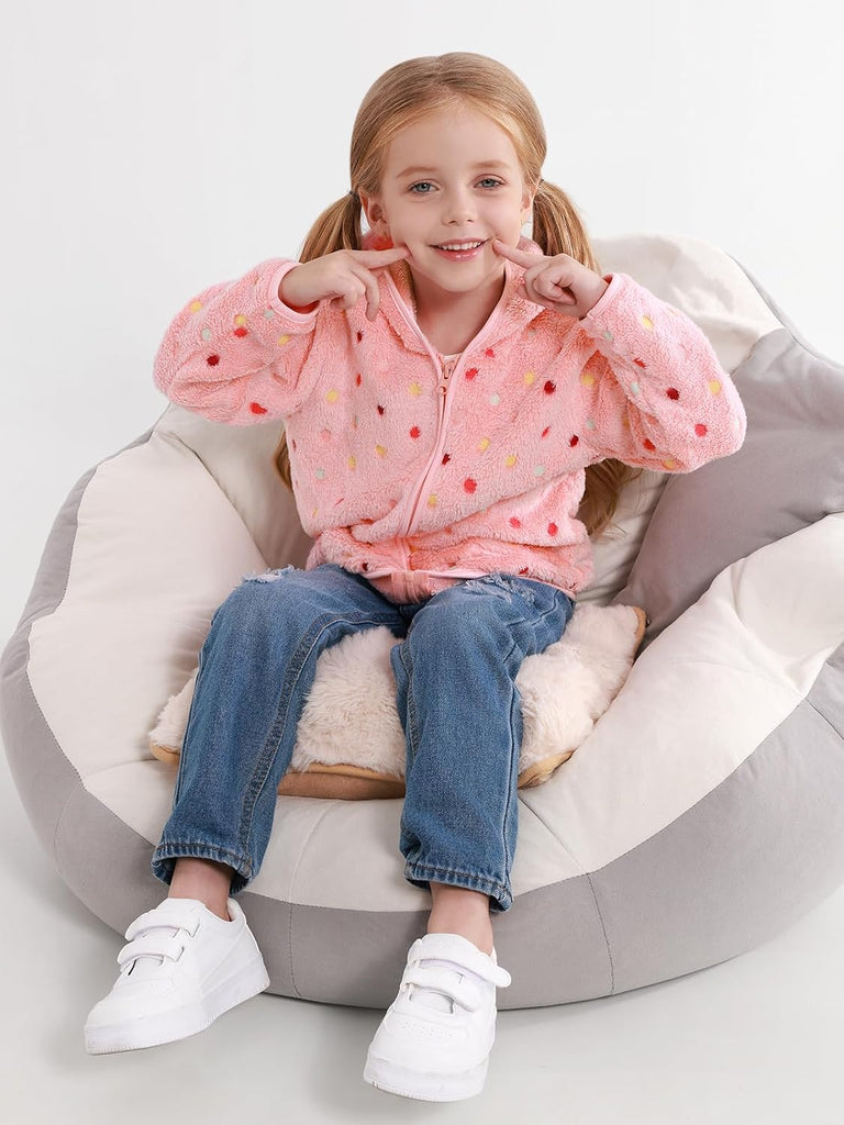 Toddler Baby Girl Fleece Jackets Fall Clothes Hooded Zip Fuzzy Coats