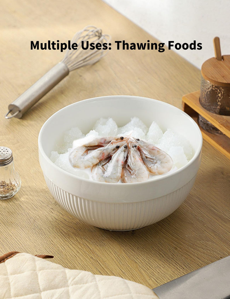 Large Ceramic Mixing Bowls, White Kitchen Bowls (1QT/2.3QT/4.6QT), Set of 3 Nesting Bowls for Baking, Cooking