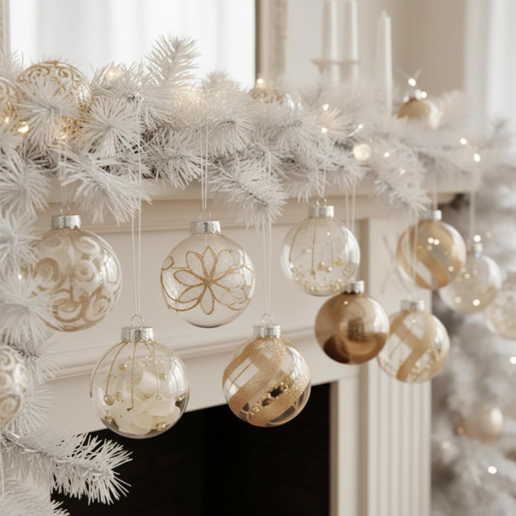 16 Pcs Champagne Clear Christmas Ball Ornaments Set
