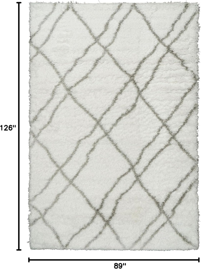 Ivory/Grey Shag Area Rug - Style 7431-100