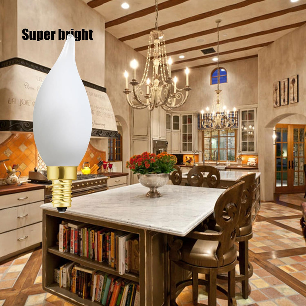 E12 Dimmable LED Bulb 6W Candelabra Bulbs 60 Watt E12 Light Bulbs 2700K