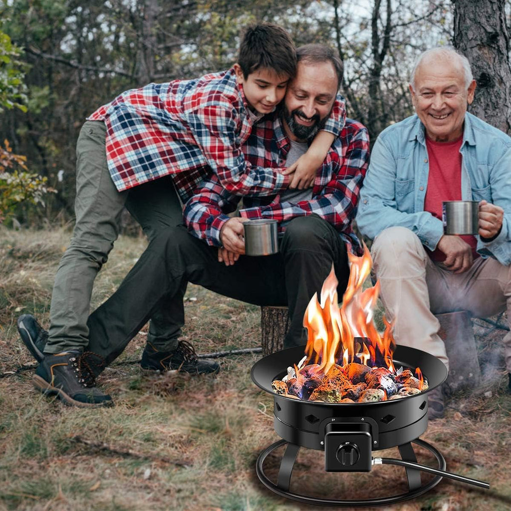 Portable Propane Fire Pit, 19" Outdoor Firepit