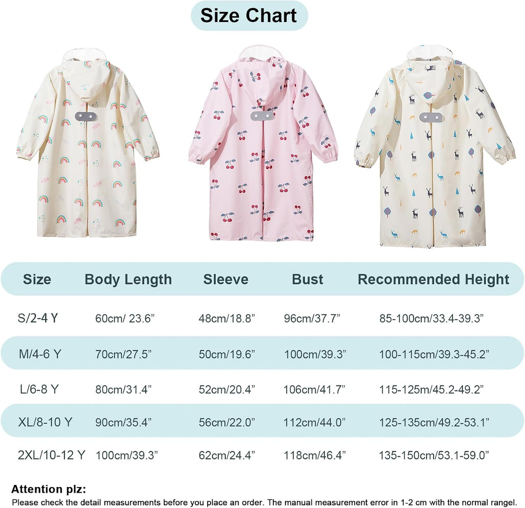 Toddler Kids Raincoat Boys Girls Rain Jacket Waterproof Rain Poncho Reusable Outwear Rainwear Rain Suit