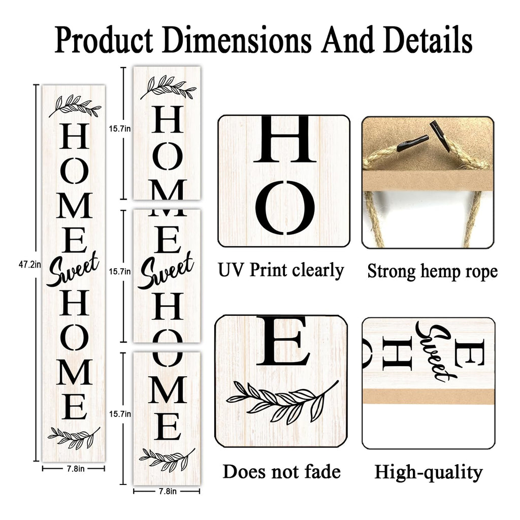 Farmhouse Wooden Welcome Sign Stand for Front Door, 47" Large Home Sweet Home Welcome Sign for front porch, Rustic