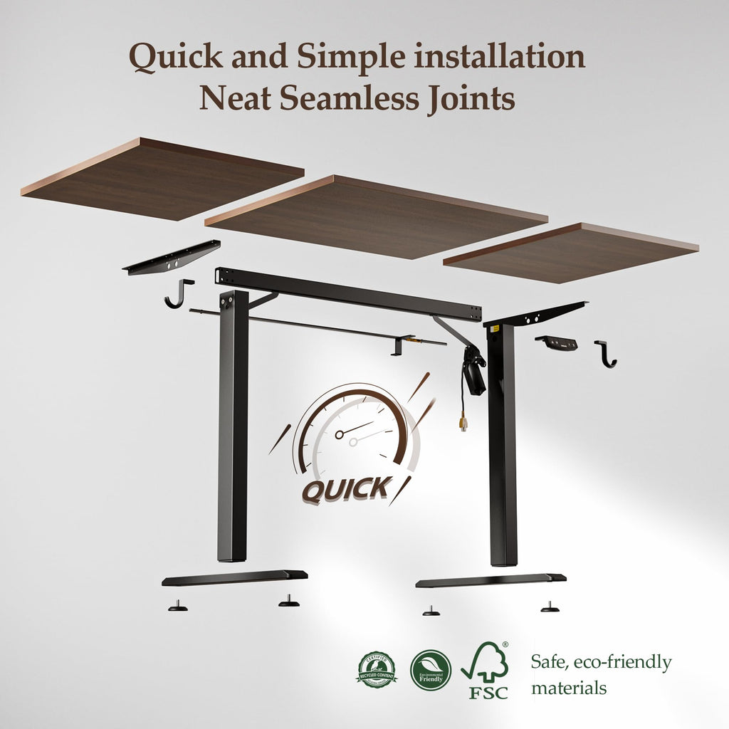 71 x 32 Electric Standing Desk, Height Adjustable, Dark Walnut