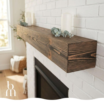Handcrafted Fireplace Mantel Shelf Wall-maunted (Walnut, 48" -8x6)