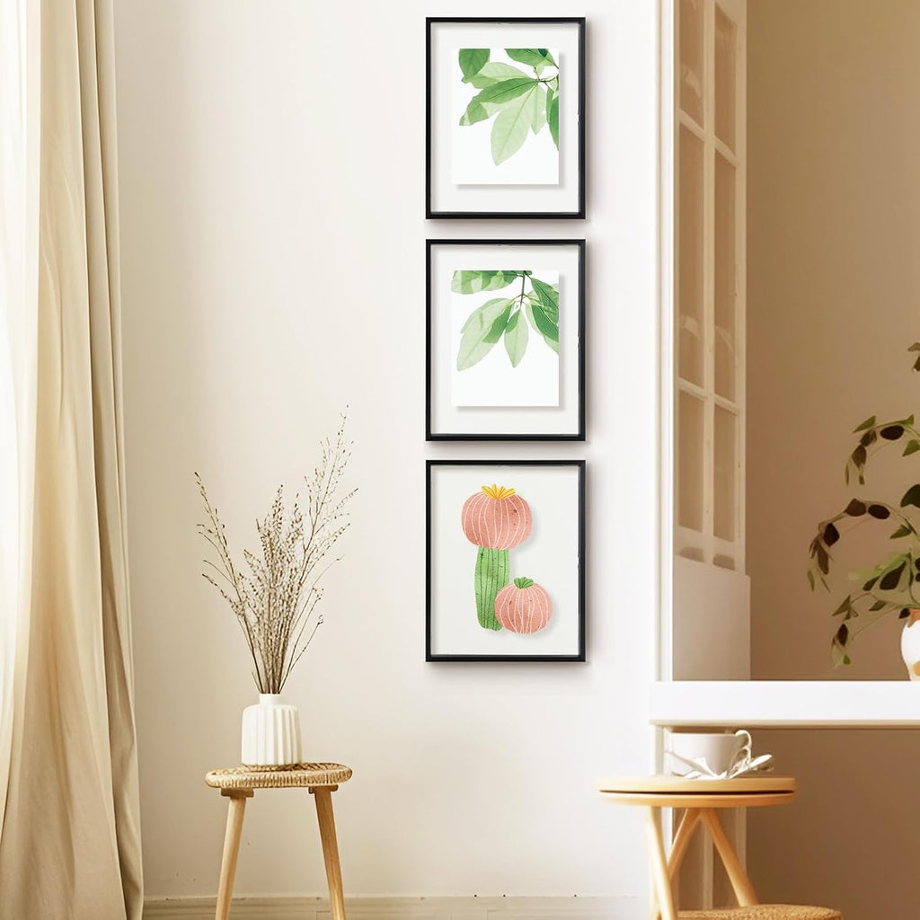 11x14 Black Aluminum Floating Picture Frame, 3 Pack | Display Any Size Photo Up to 11 by 14, Real Glass, Home Gallery