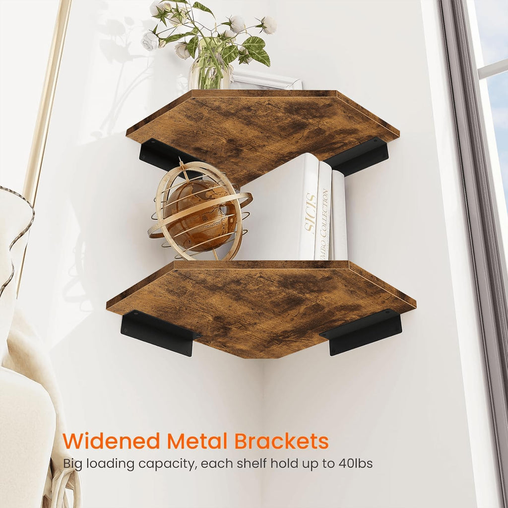 Corner Shelf Wall Mount, Set of 2 Floating Corner Shelf Organizer for TV Accessories, Speaker, Cable Box, Game