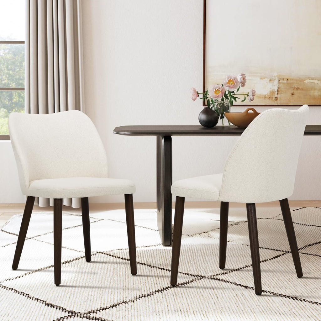 Upholstered Dining Chairs Set of 4, Modern Fabric Dining Room Kitchen Side Chair with Padded Seat and Wood Legs for