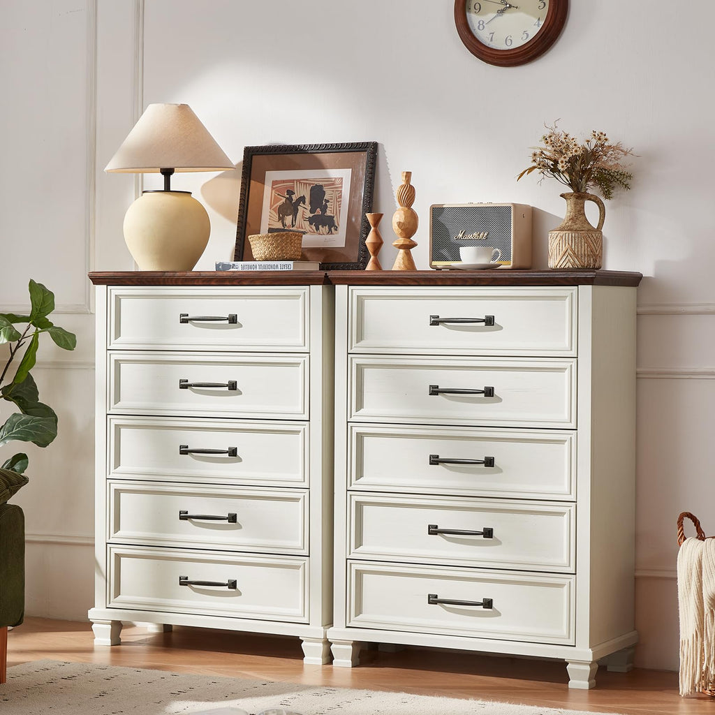 Farmhouse 5 Drawer, White